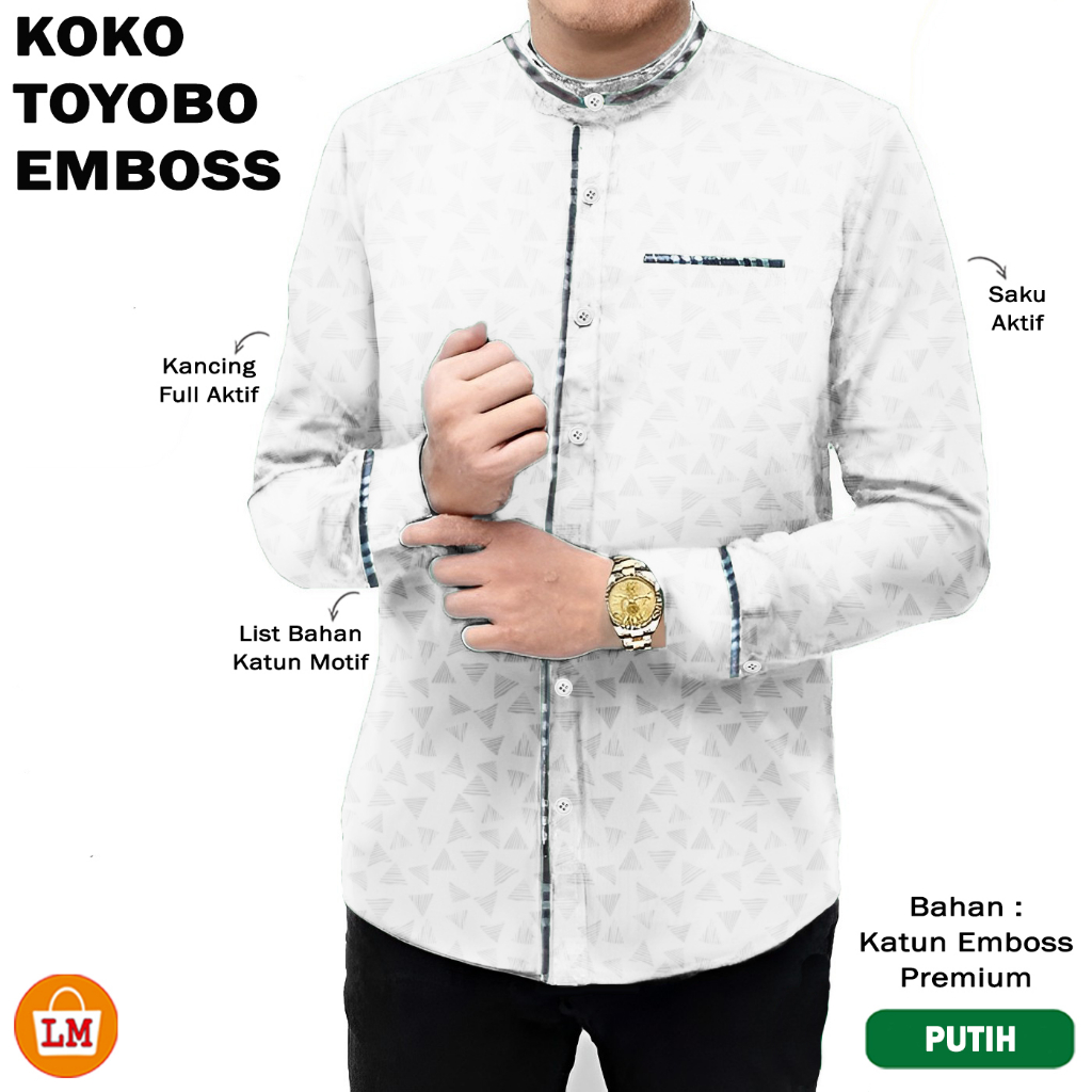 TERMURAH Kemeja Koko Lengan Panjang TOYOBO MICRO Katun Baju Koko Pria M L XL XXL XXXL LMS 14747 Bahan Adem Lembut Halus, Kancing Saku Aktif Koko Dewasa