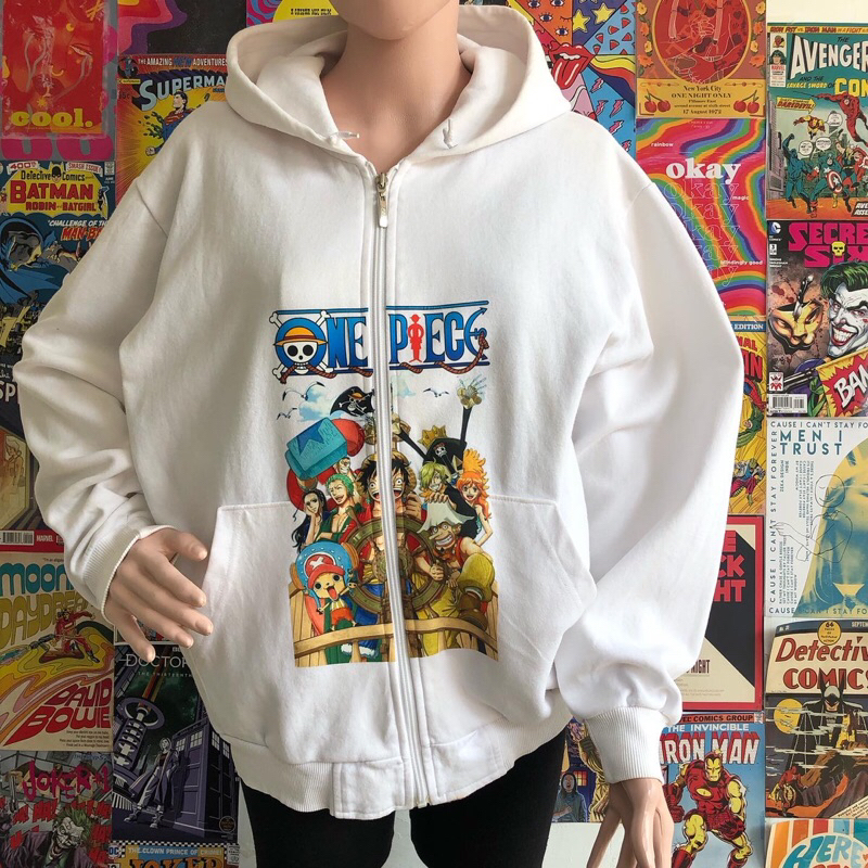 Jual Oversize Zip Hoodie One Piec*e Unisex Cowo Cewe Cartoon Anime
