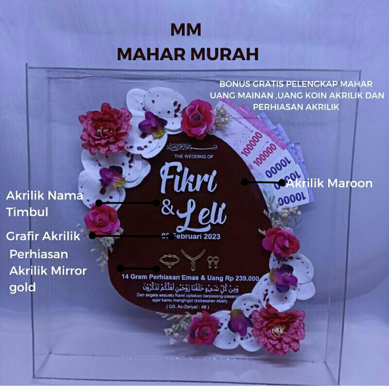 Jual Mahar Pernikahan Akrilik / Mahar Murah / Mahar unik / Mahar Mirror ...