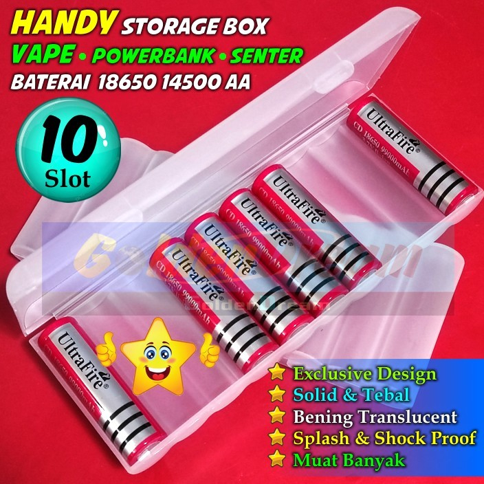 Jual Handy Storage Box 10x 18650 Battery Case Kotak Simpan Baterai 10 ...