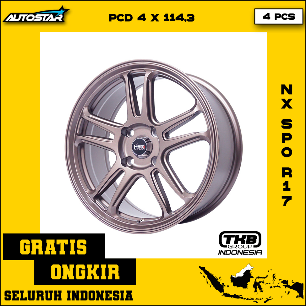 Jual Velg Mobil HSR NX SPO R17 Lebar 7,5 PCD 4X114,3 ET45 SMBRZ Rata ...