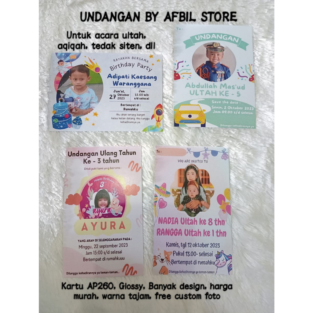 Jual Undangan Ulang Tahun Ultah Birthday Anak Kuromi Cocomelon Tayo