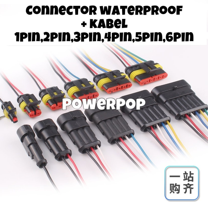 Jual Connector waterproof plus kabel 1 2 3 4 5 6 pin soket anti air ...