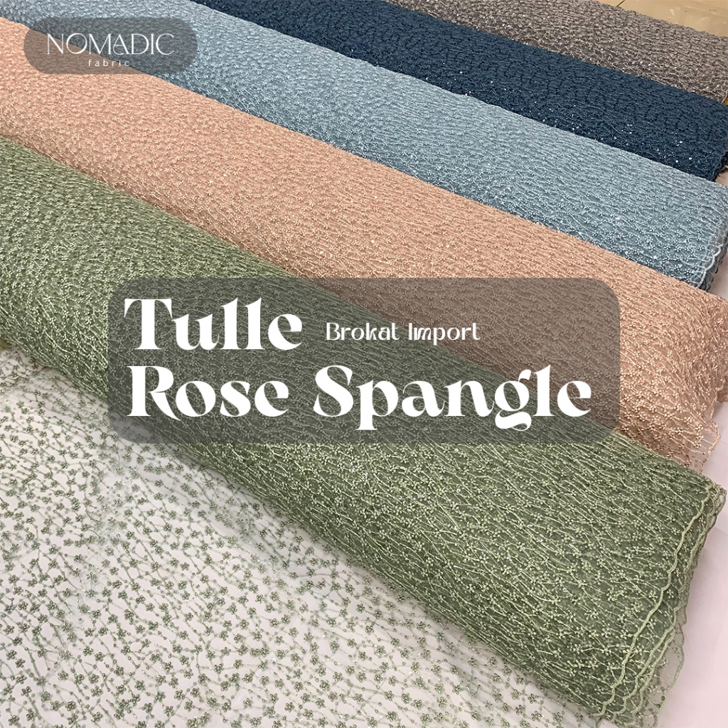 Jual ½ Meter Kain Brokat Tulle Rose Spangle || Tile Rose Spangle ...