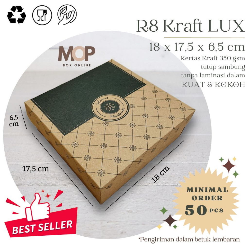 Jual Kotak Nasi 18x18 R8 Kraft LUX Box Nasi Kraf Murah Katering Kotak ...