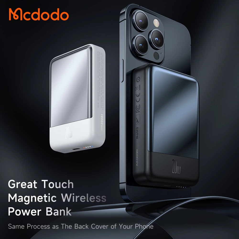 MCDODO PowerBank Wireless Magnetic 20W Fast Charging For iPhone Android 10000 mah