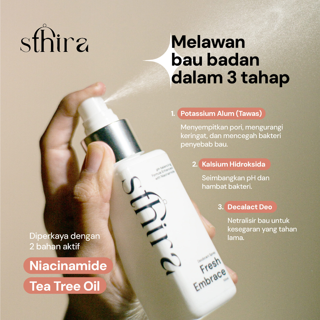 Jual [2 PCS 100ml] Sthira Fresh Embrace Deodorant Spray | Natural ...