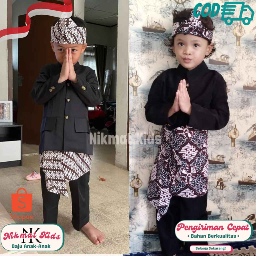 Jual Baju adat sunda anak laki laki pakaian sunda anak setelan adat