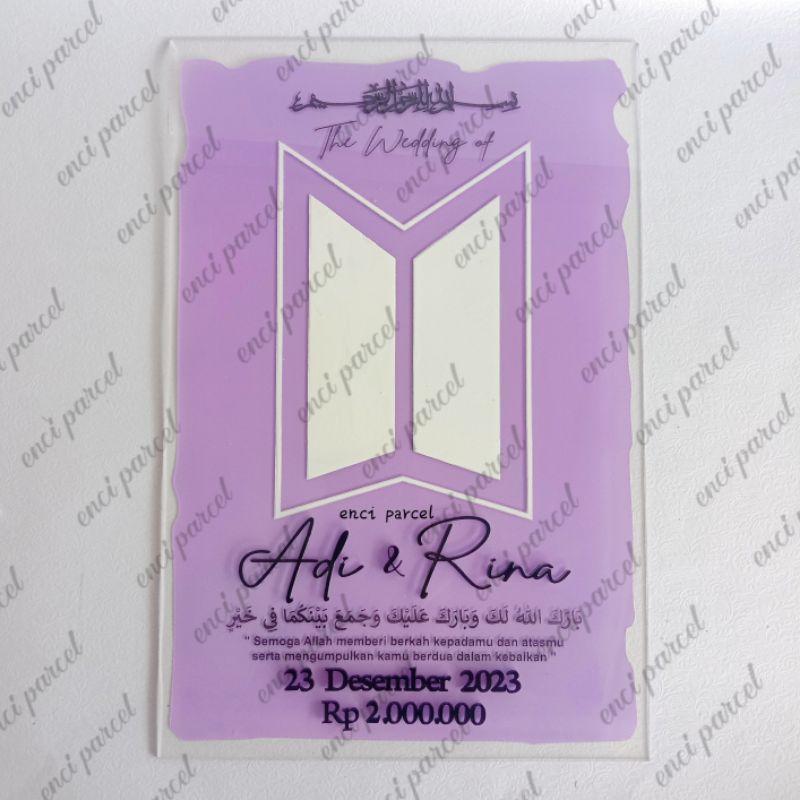 Jual papan akrilik brush kotak model sobekan kertas logo BTS 1set nama