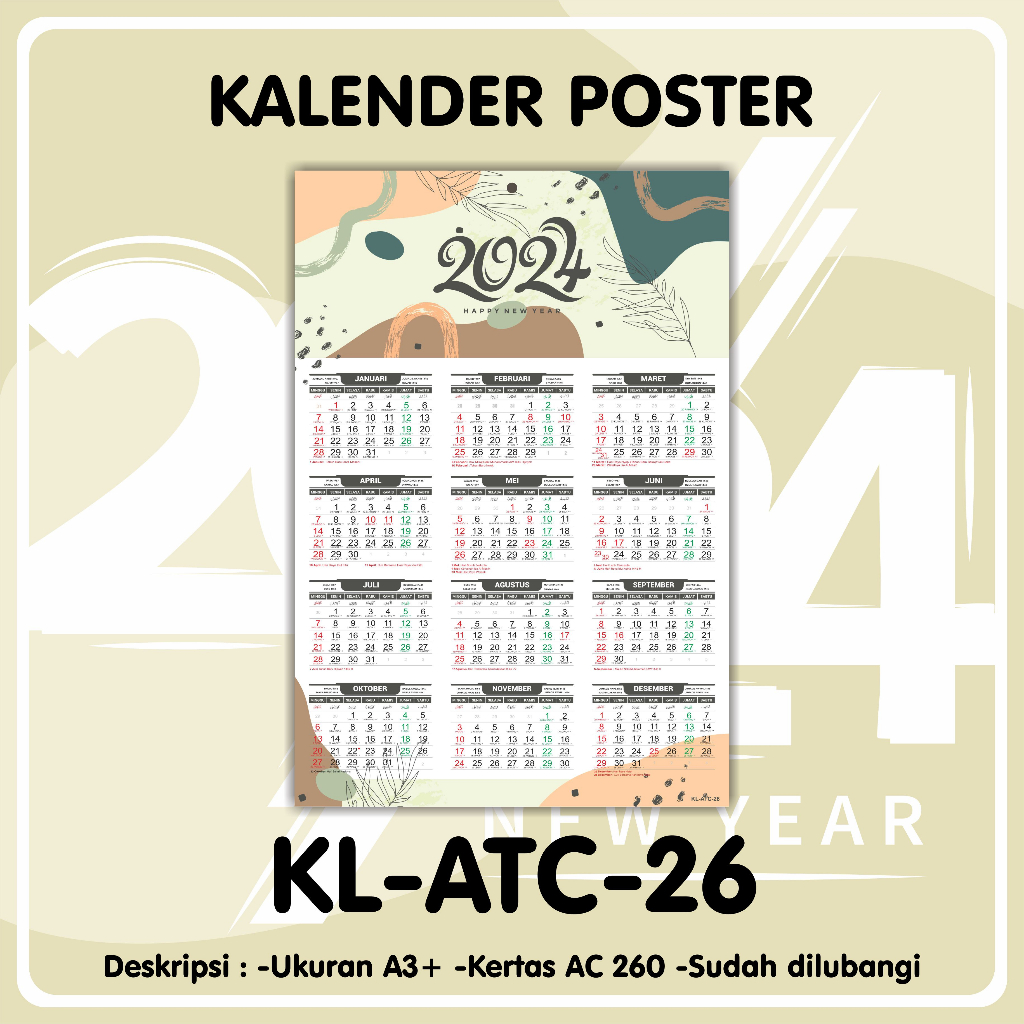 Jual Kalender poster AESTHETIC - Kalender dinding aesthetic 2024 ...