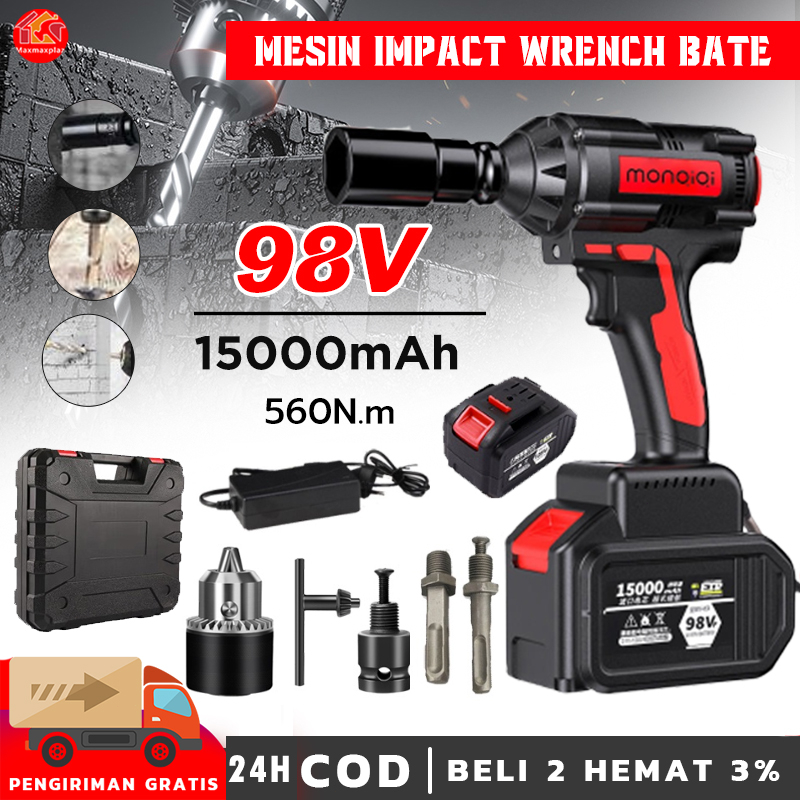 Jual Impact Wrench Cordless V N M Baterai Mesin Impact Buka Baut