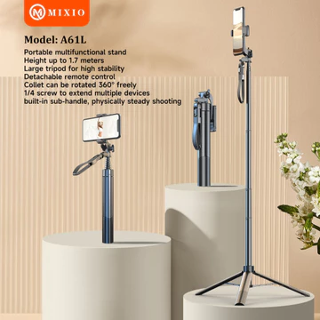 MIXIO A61L 170CM Tongsis Tripod Bluetooth Remote Selfie Stick Hand Stabilizer Aluminium