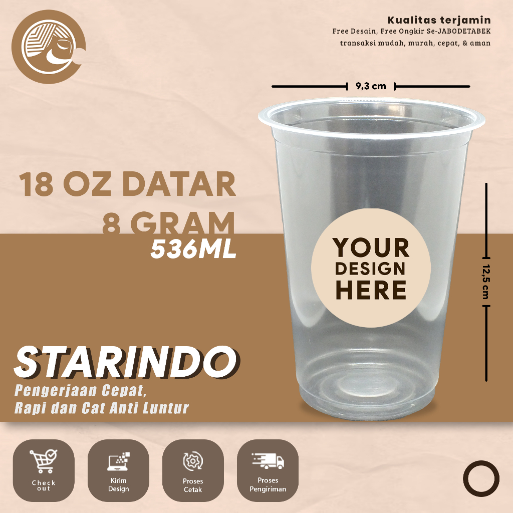 Jual Sablon Cup Gelas Plastik Pp 18 Oz Starindo Datar And Oval 8 Gram Shopee Indonesia 1279