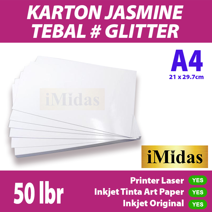 Jual Kertas Karton Jasmine Putih Glitter Gsm Ukuran A Isi Shopee Indonesia