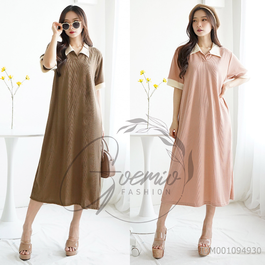 Jual ilook | Clara Daily Dress Wanita Korean Style Kaual Katun Knit V ...