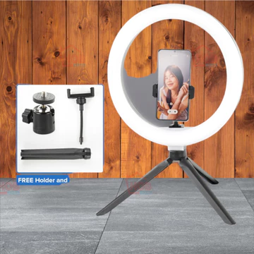 Lampu Lightning Ring Light LED 120 LED 10 Holder Tripod Video Call Selfie Pencahayaan Mini