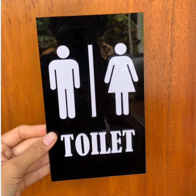 Jual Papan Sign Petunjuk Tulisan Toilet Kamar Mandi Akrilik Hitam