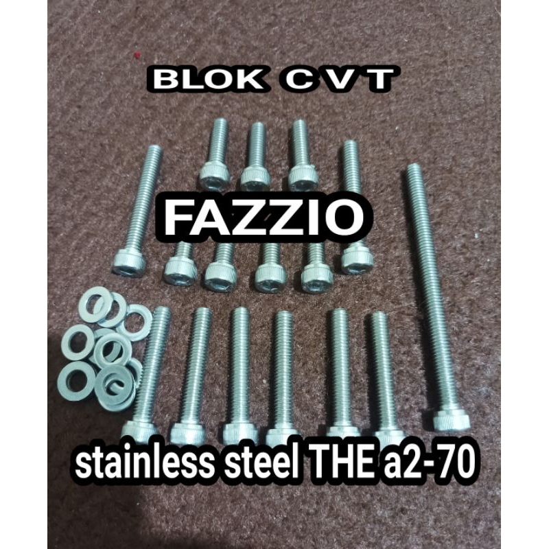 Jual Baut Mesin Caver Bak Tutup Cvt Fazzio Set L Stainless Shopee