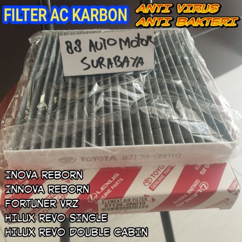 Jual FILTER AC KARBON INNOVA REBORN FORTUNER VRZ HILUX REVO CARBON AIR ...