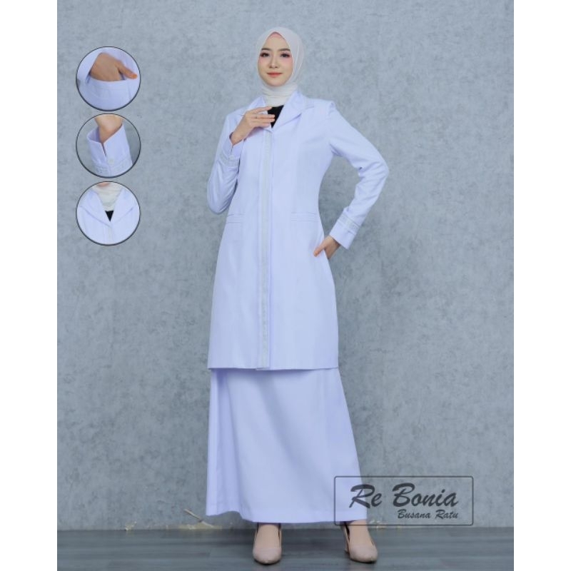 Jual Baju Seragam Putih Polos Perawat dan Bidan Model Tunik Lis Perak