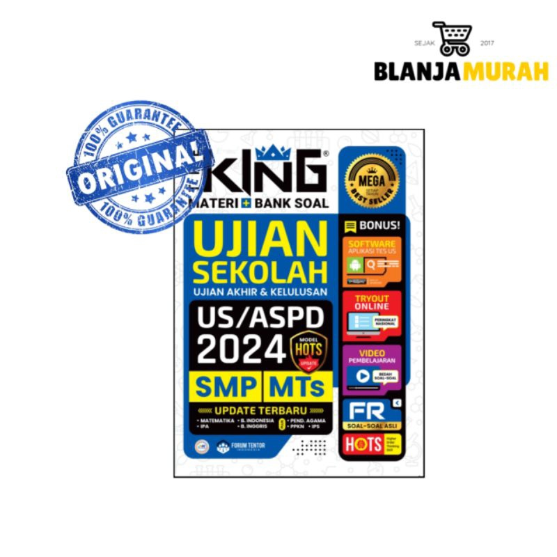 Jual BUKU UJIAN SEKOLAH SMP 2024 THE KING MATERI + SOAL UJIAN SEKOLAH