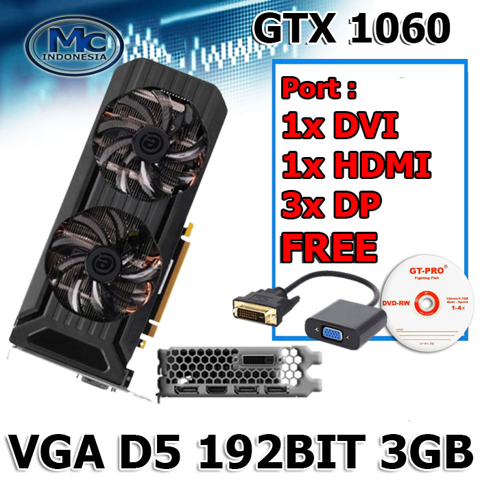 Jual VGA CARD DDR5 GTX 1060 3GB 6GB 192BIT VGA GAMING GDDR5