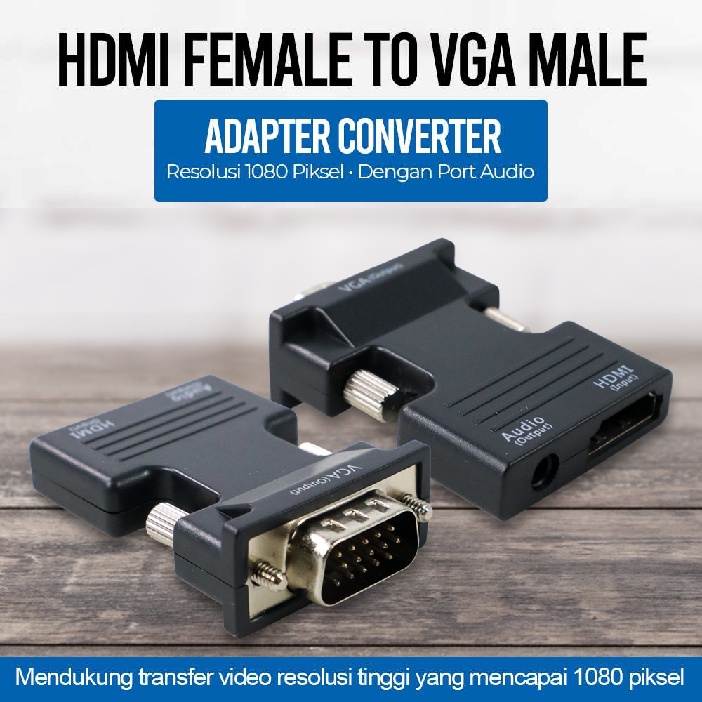 Jual Rovtop Adaptor Converter HDMI Female to VGA Male 1080P Audio Port