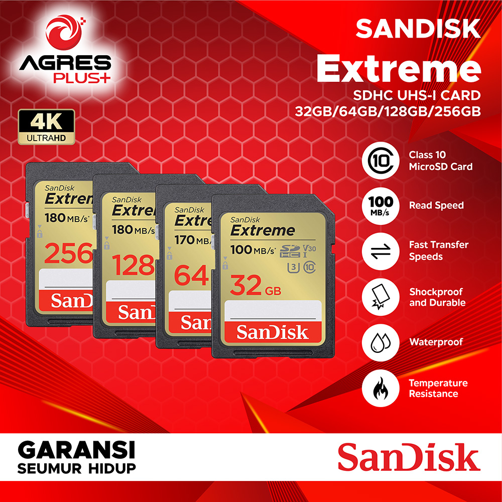 Jual SANDISK Extreme MicroSD A1 A2 Class 10 UHSI V30 U3 Resmi Memory Card AGP Shopee Indonesia