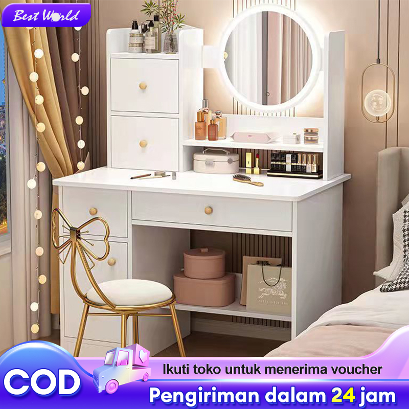 Jual Meja Rias Meja Rias Dengan Laci 130cm Meja Rias Putih Lampu Led