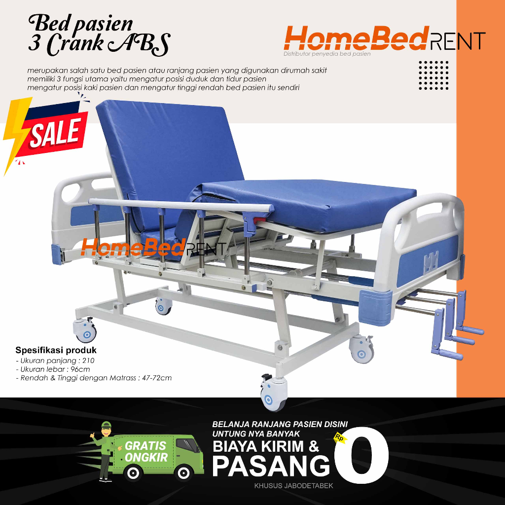 Jual Bed Pasien Crank Abs Manual Ranjang Tempat Tidur Rumah Sakit Medis Engkol Shopee