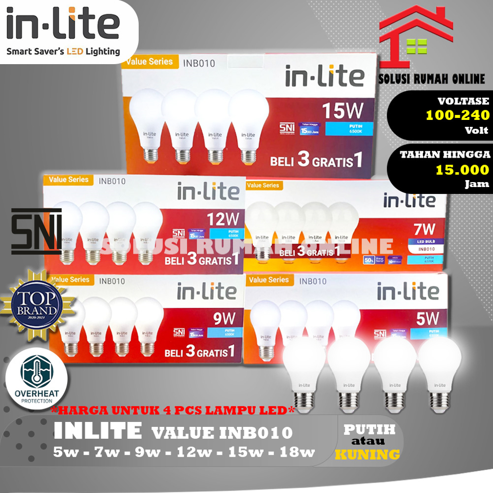 Jual Paket INLITE Led VALUE INB010 Beli 3 GRATIS 1 Garansi 1thn In-Lite ...