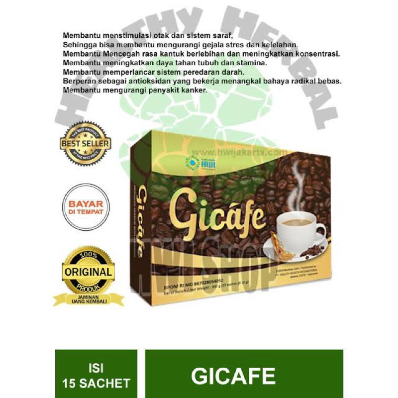 Jual MINUMAN KESEHATAN GICAFE KOPI GINSENG HWI JAMIN ORIGINAL 100
