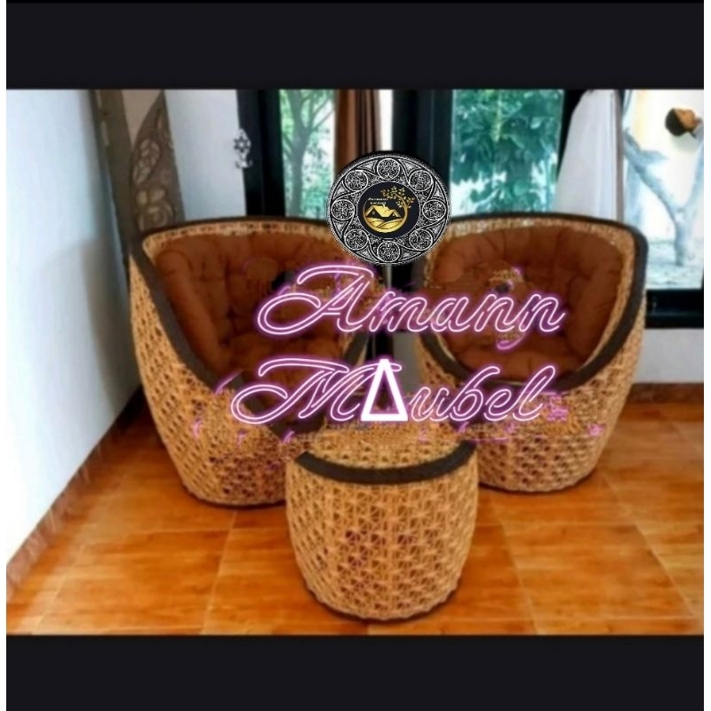 Jual Kursi Teras Depan Rumah Indoor/Outdoor Rattan Sintetis Model Kursi