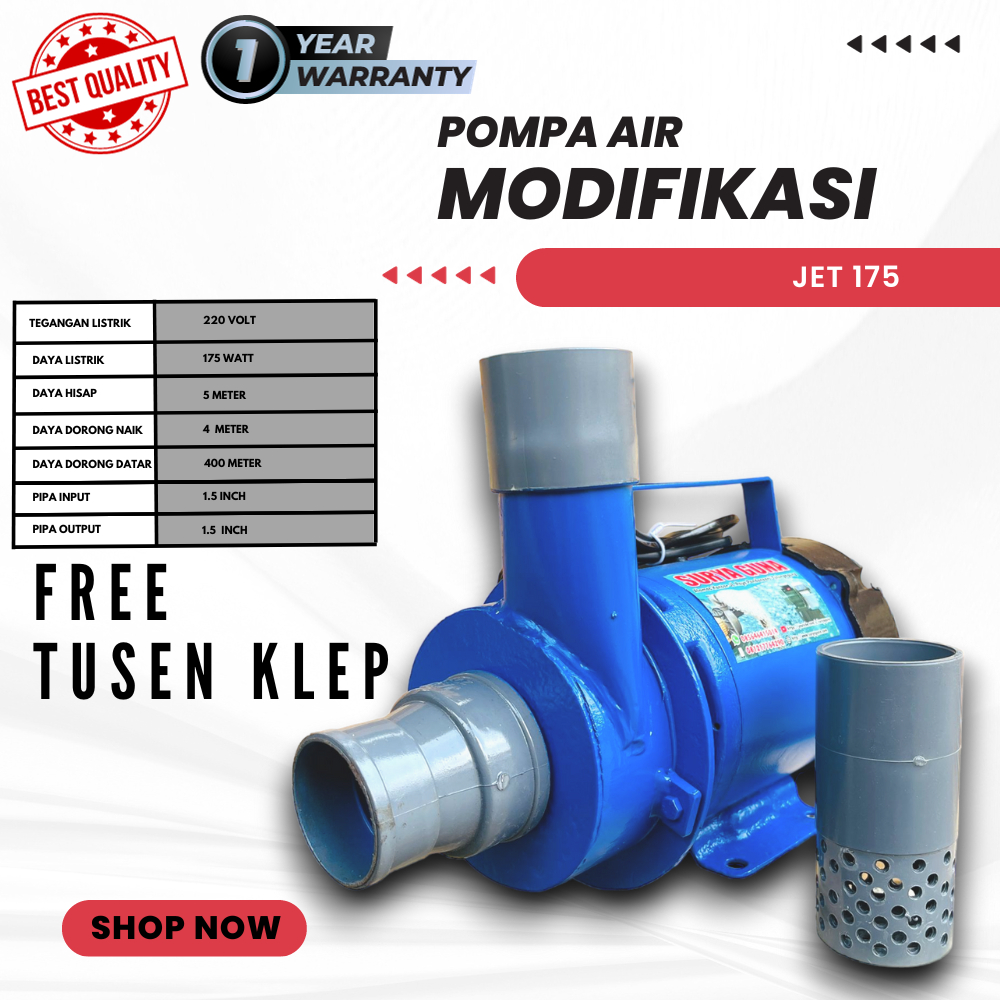 Jual Garansi 1 Tahun Pompa Air Modifikasi Jet 175 Pipa Inout 15 Dim Untuk Kolam Ikan Gurame 0327