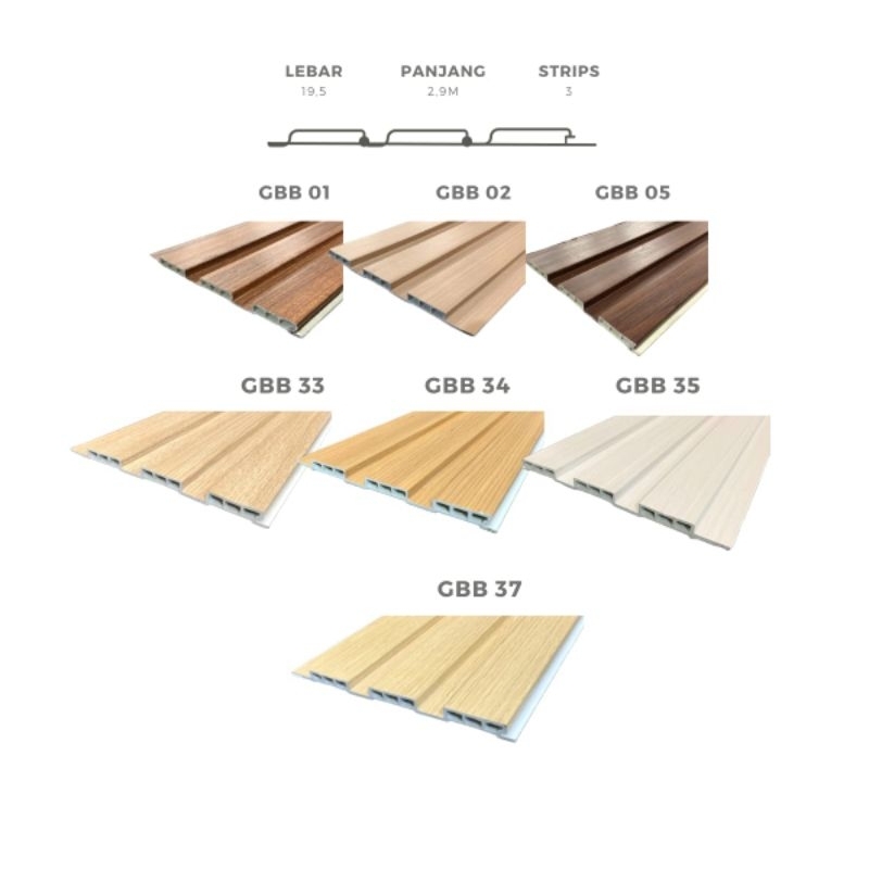 Jual wood panel wpc 3 strip 3 meter / wall panel / wood panel kisi kayu