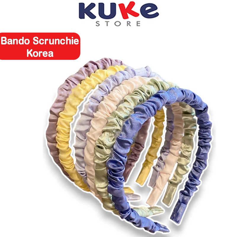 Jual Kuke Bando Scrunchie Serut Koreaheadband Satin Serutbando Kerut Korea Shopee Indonesia 