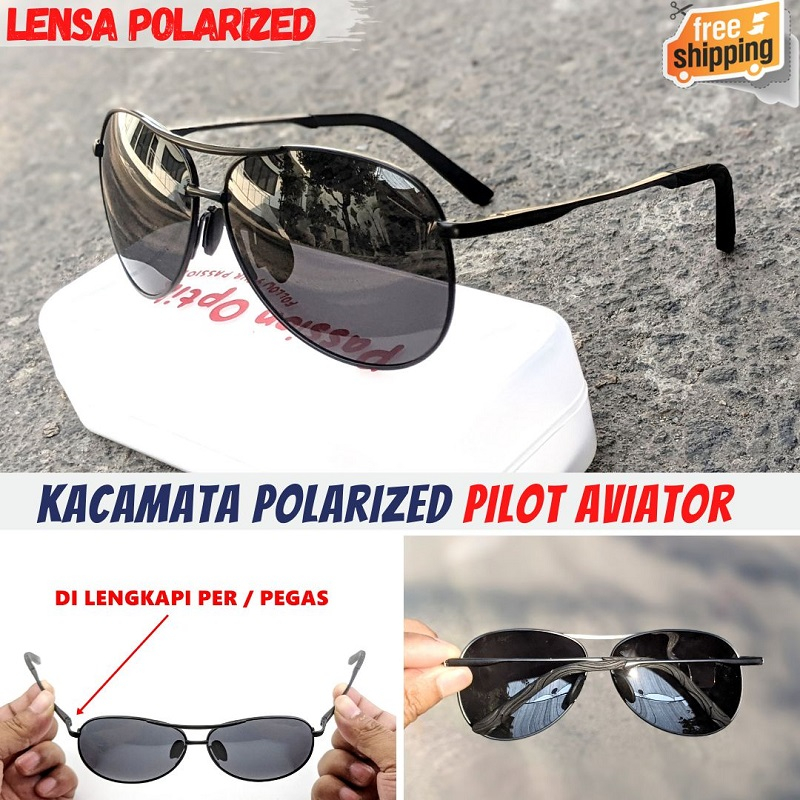 Jual Kacamata Hitam Sunglasses Polarized Aviator Classic Anti Silau Pilot Polaroid Polaris Pria 