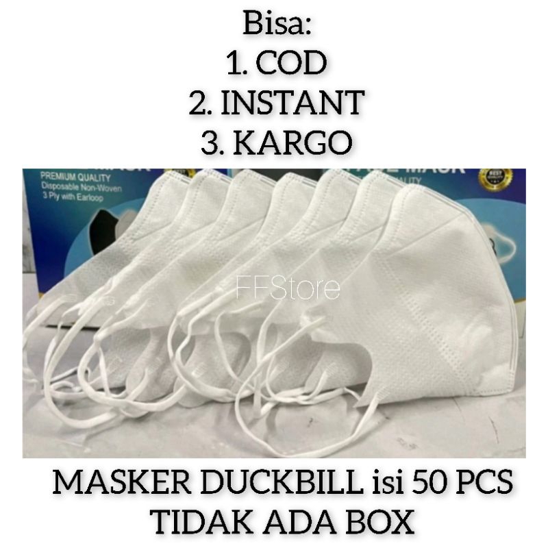 Jual MASKER DUCKBILL (Non Box) Face Mask Isi 50 Pcs PUTIH | Shopee ...