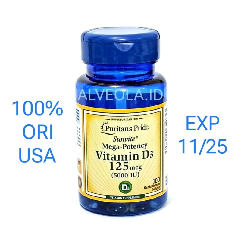 Jual Puritan's Puritans Puritan Pride Vitamin D3 125 mcg 5000 IU isi