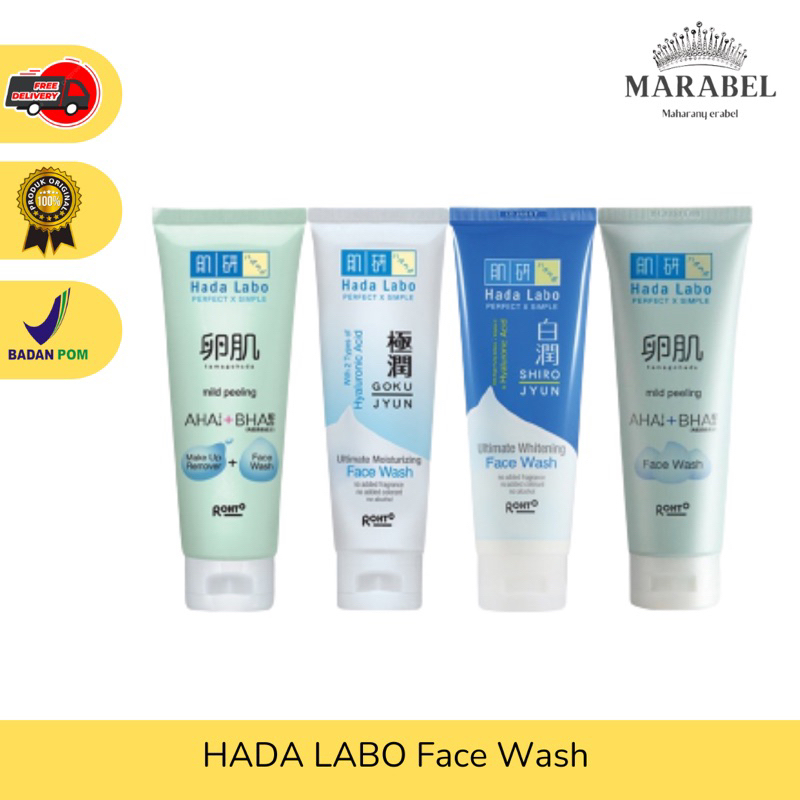 Jual HADA LABO Face cleanser / Face wash Gokujyun Shirojyun Tamagoda AHA + BHA Mild