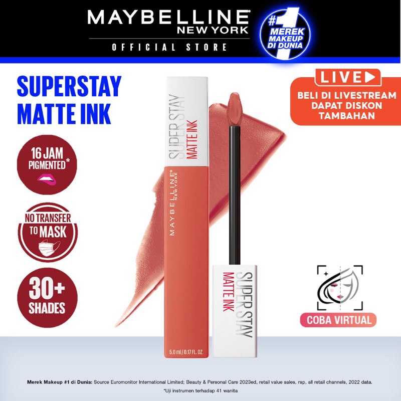 Jual Maybelline Superstay Matte Ink Liquid Matte Lipstick Make up - 5ml ...