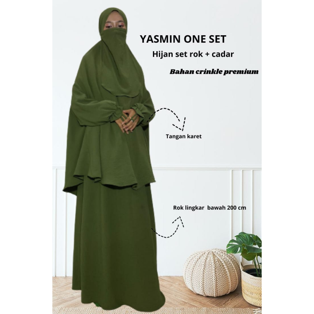 Jual Yasmin One Set Jilbab Bergo Khimar Syar'i Setelan Hijab Dan Rok ...