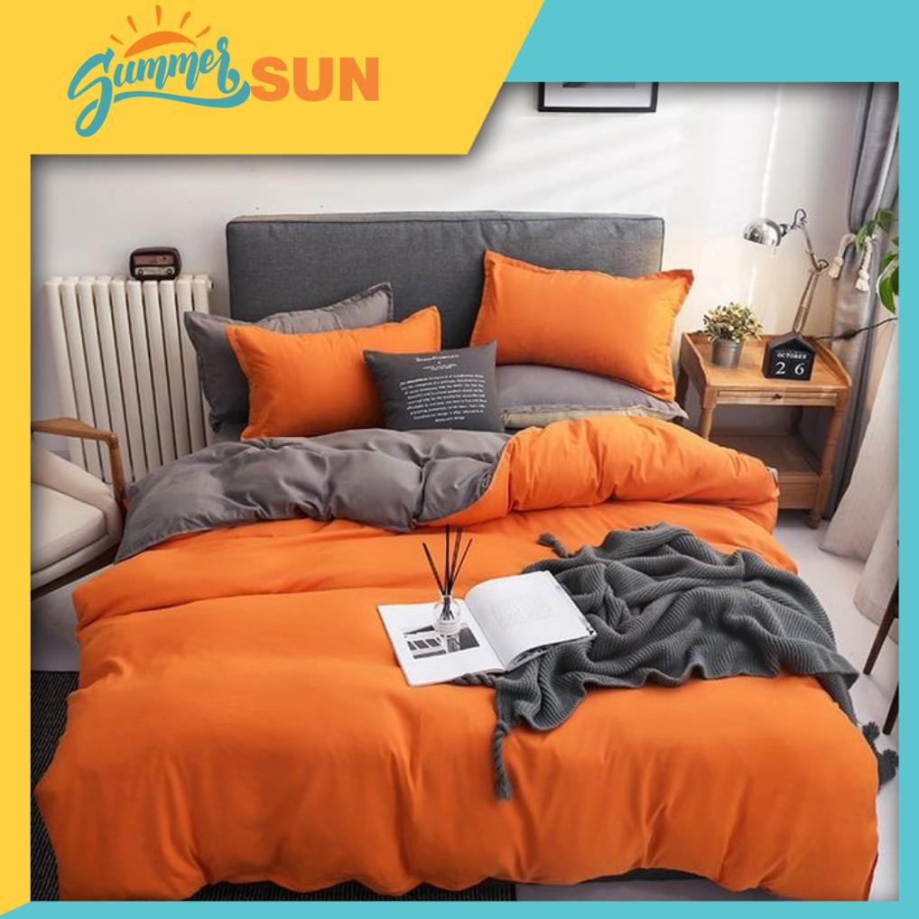 Jual Bed Cover Set Two Tone Dua Warna Orange Mix Plain Dark Gray Ukuran ...