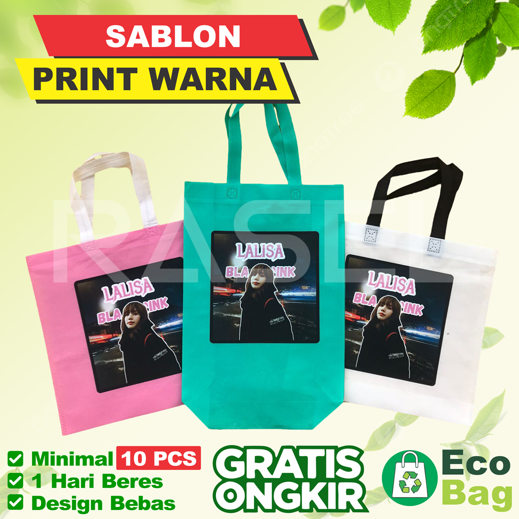 Jual sablon custom goodie bag spunbond print warna souvenir foto ...