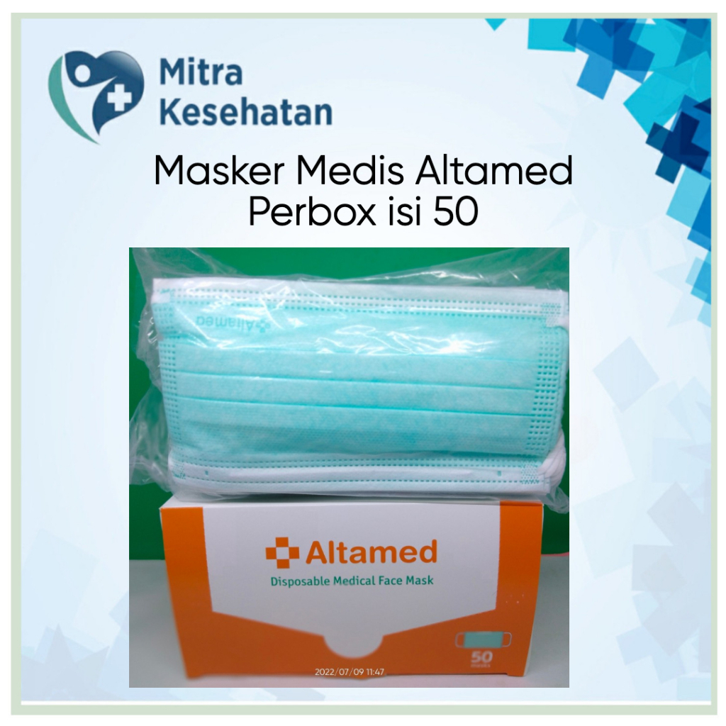Jual Masker Medis Earloop Altamed Hijau 3ply Per box isi 50 pcs ...