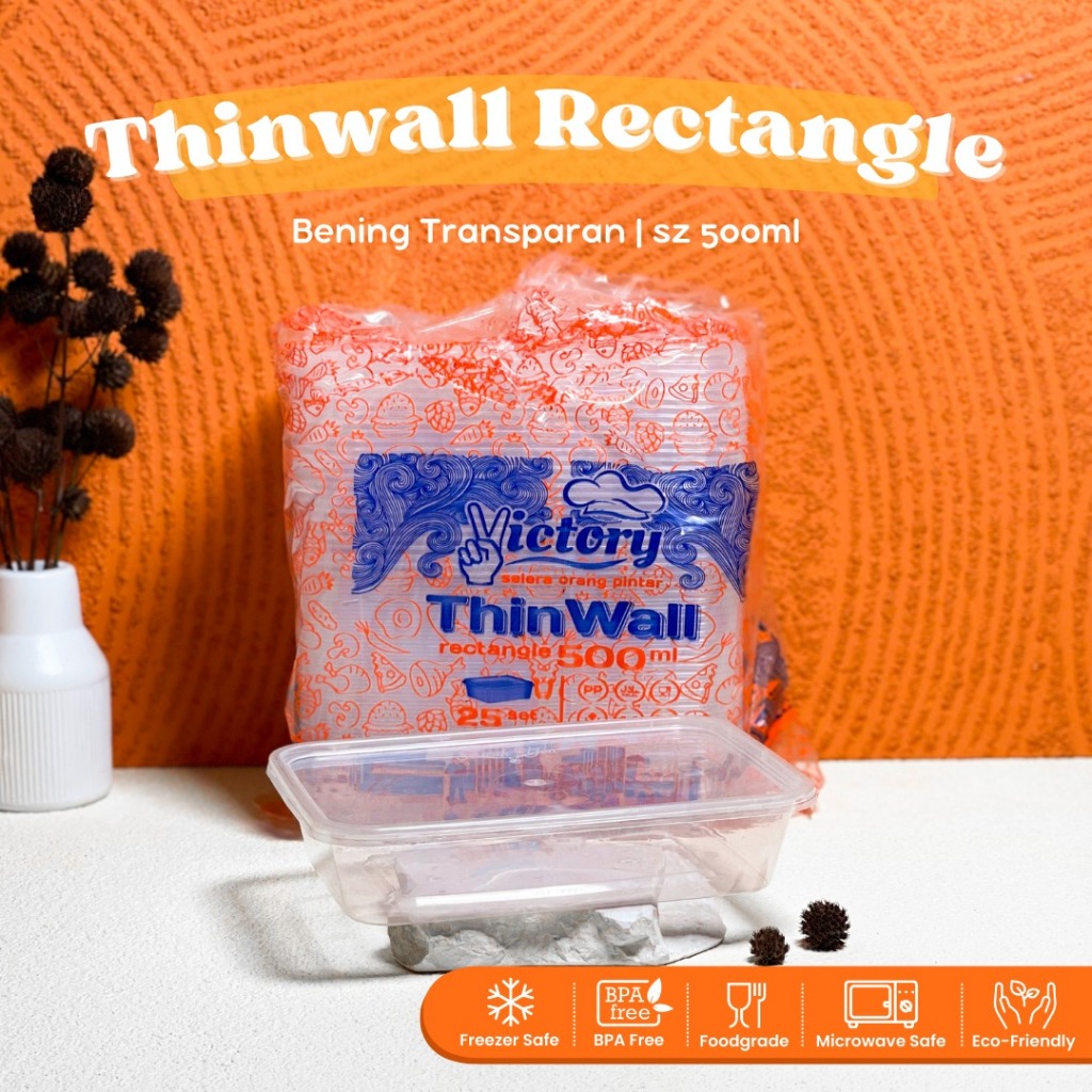 Jual [ISI 25 PCS] Thinwall Rectangle 500ml Victory / Kotak Makan ...