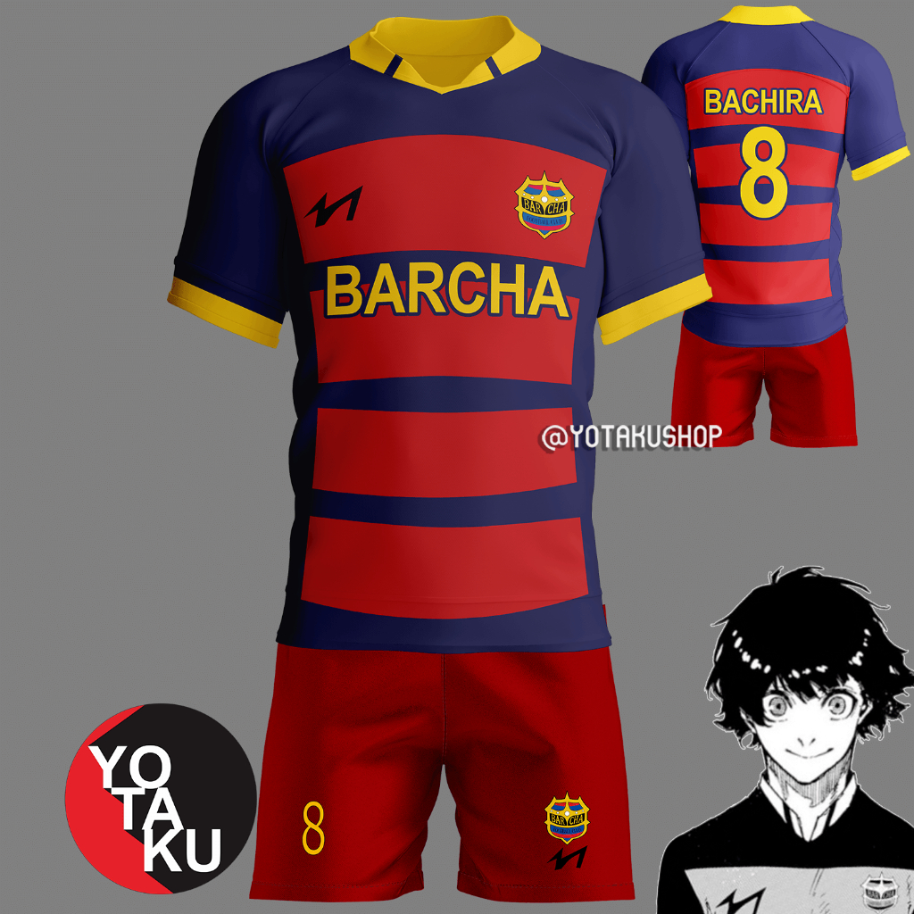 Jual Jersey Anime Cosplay Blue Lock FC BARCHA 8 Bachira Full Set ...