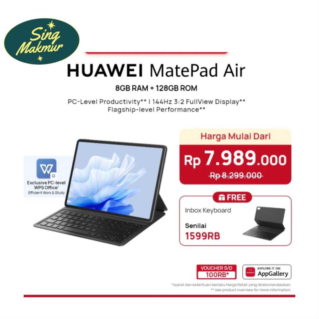 Jual HUAWEI MatePad Air Tablet [8+128GB] | 144Hz | Shopee Indonesia