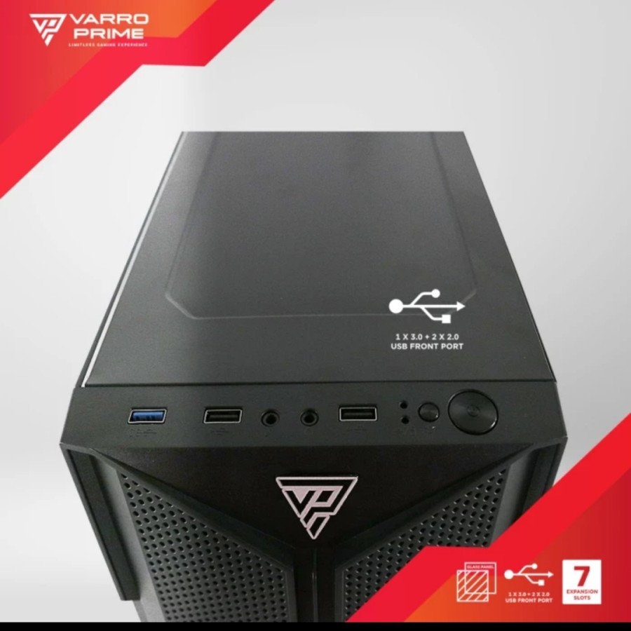 Jual Pc Case Varro Prime Micro-atx tempered glass free 3 fan 120mm usb ...