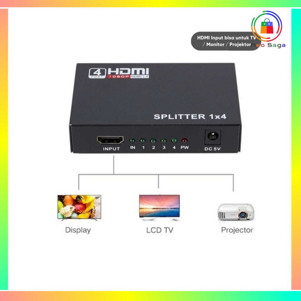 Jual HDMI Splitter 4 Port 1 in 4 1080P Shopee Indonesia